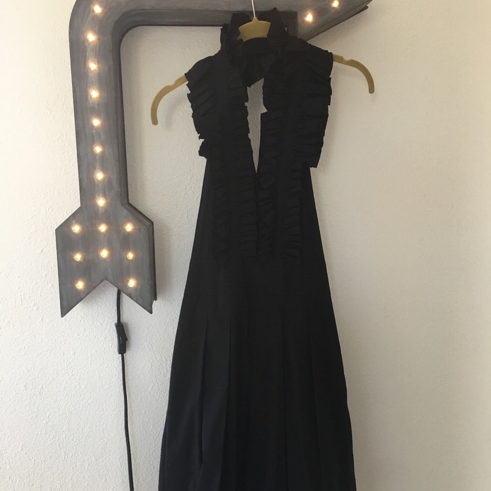 Black halter dress with pockets & cute bow in back